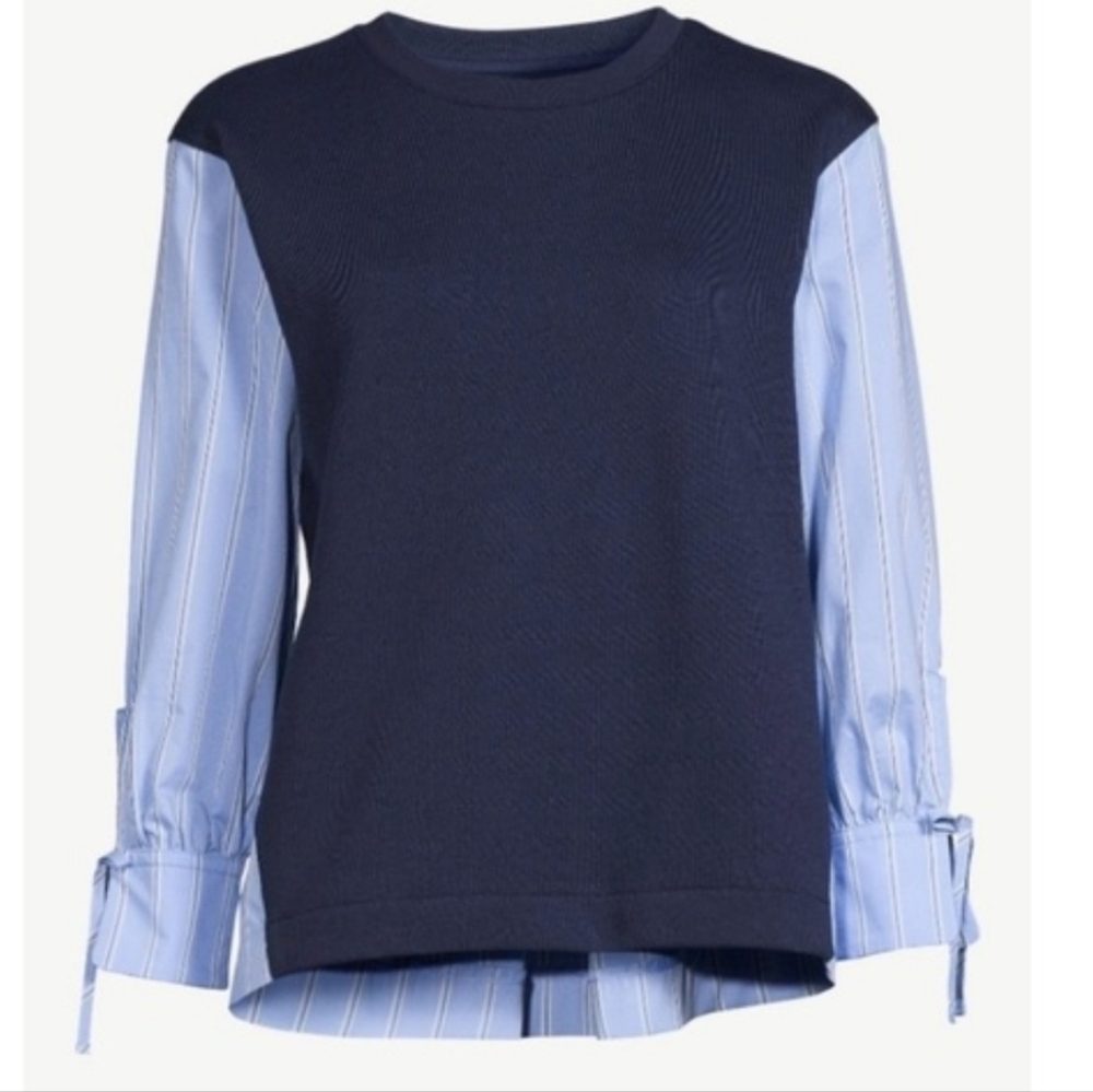 Navy and Light Blue Women's Top